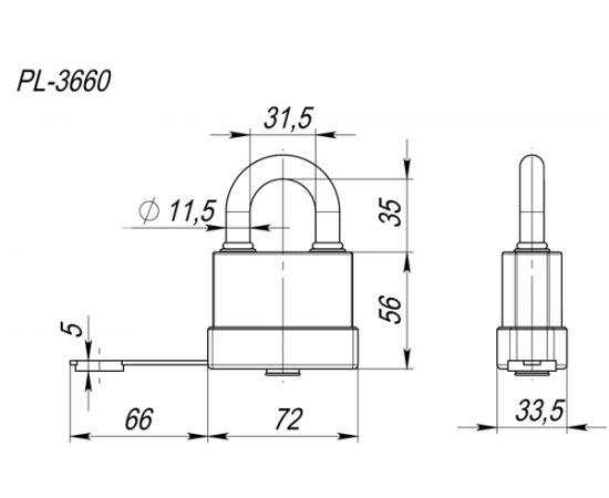 Навесной замок Fuaro PL-3660 60 мм 3 англ.кл. БЛИСТЕР 26403 – изображение 2