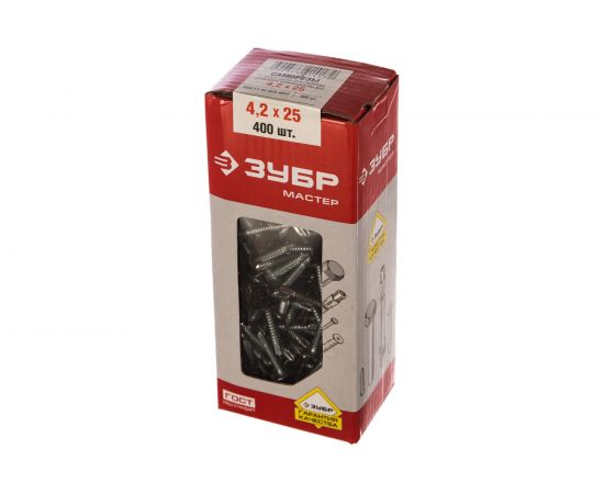 Саморезы с прессшайбой и сверлом по листовому металлу до 2мм Зубр RAL-8017 PH2 4,2х25мм 400шт 300211-42-025-8017 – изображение 2