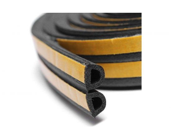 Уплотнитель пром.самоклеящийся ""D"" черный, 14x12, Industrial ZOOM, 40m 02-2-4-210 