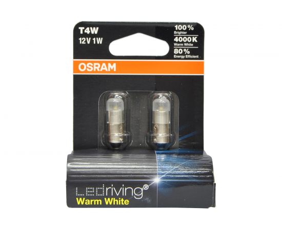 Автолампа OSRAM T4W BA9s LED WARM 4000K 2шт 12V, 1, 5 3850WW-02B 