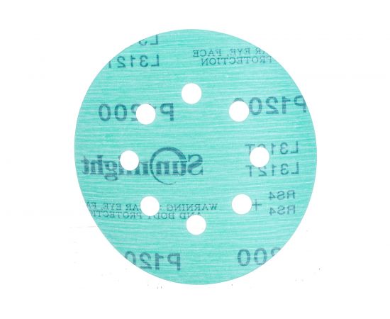 Круг шлифовальный FILM L312T+ (5 шт; 125 мм; на липучке; 8 отв; зелёный; P1200) SUNMIGHT 53221R 