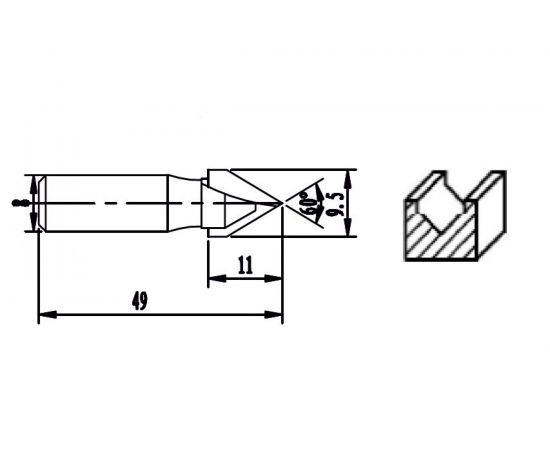 Фреза HM V-образная пазовая (9.5х11х49 мм) REDVERG 840621 6625685 – изображение 2