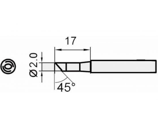 Жало скошенный цилиндр 2 мм для паяльных станций ProsKit 5SI-216N-2C 00302190 – изображение 2