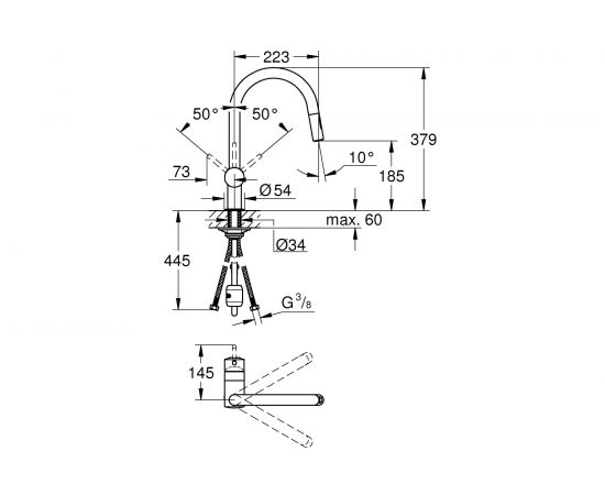 Смеситель для мойки Grohe Minta однорычажный, с выдвижным изливом 32321002 – изображение 2