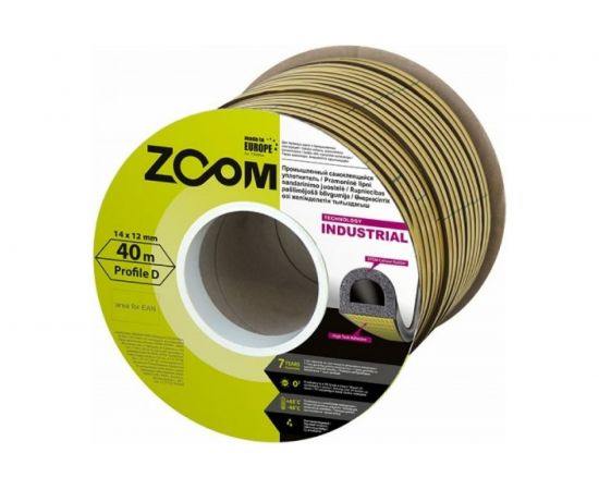 Уплотнитель пром.самоклеящийся ""D"" черный, 14x12, Industrial ZOOM, 40m 02-2-4-210 – изображение 2