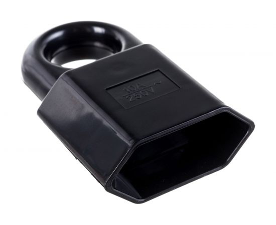 Кабельная розетка TDM 2П, 10А, 250B, под евровилку CEE 7/16, с защитными шторками, с кольцом, черная SQ1806-0192 – изображение 4