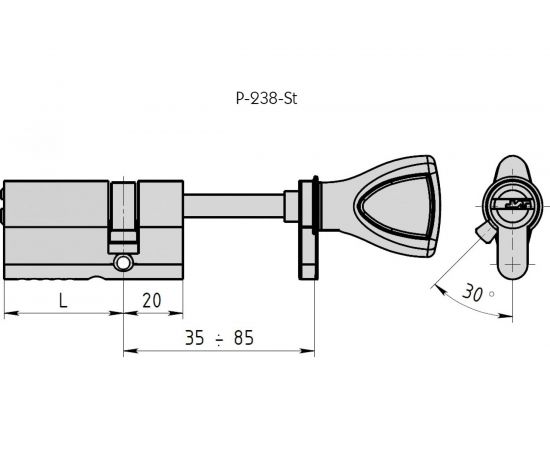 Цилиндровый механизм CRIT Р-238-St 55/20/80 Хп 04002 – изображение 8