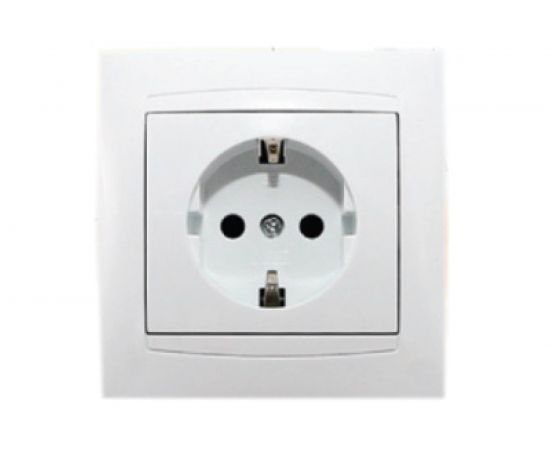 Розетка с защитной шторкой, белая 2П+З 16А 250В TDM Лама SQ1815-0011 