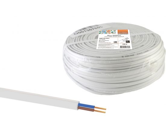 Шнур TDM ШВВПмб 2х0,5 100м, белый Народный SQ0120-0301 