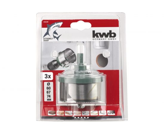 Коронка пильная наборная 60-74x30 мм, 3шт KWB 498300 – изображение 2