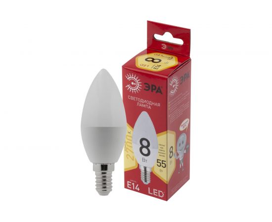 Светодиодная лампа LED B35 8W 827 E14 R диод, свеча, 8Вт, теплый свет, E14 Б0050694 – изображение 2
