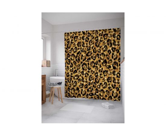 Штора (занавеска) для ванной JoyArty ""Леопардовый узор"" из сатена, 180х200 см с крючками, sc_16489 
