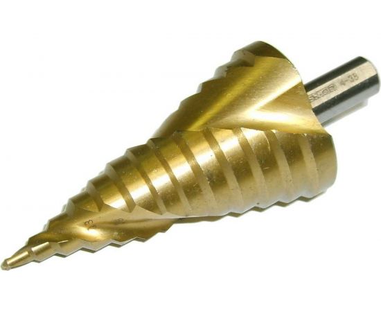 Сверло ступенчатое спиральное по металлу (4-38 мм; 13 ступеней; TiN) SKRAB 30188 