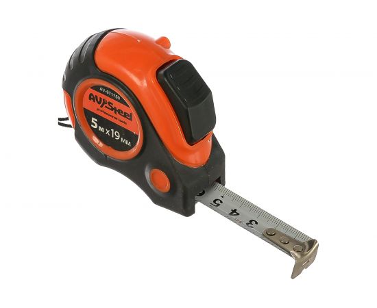 Рулетка обрезиненный корпус 5мх19мм с автостопом AV Steel AV-971750 