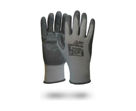 Нейлоновые перчатки с нитриловым покрытием Armprotect, белый/серый, р.8 3500/NN100 