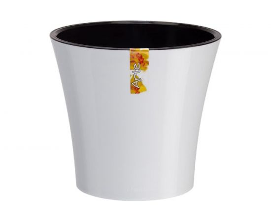 Горшок SANTINO АРТЕ 0.6 л, 11х9.7 см, белый/черный 049087 