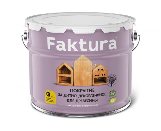Защитно-декоративное покрытие FAKTURA с льняным маслом и ионами серебра, махагон, ведро 9л, 208468 – изображение 2