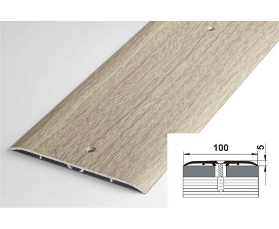 Порог прямой алюминиевый (100 мм; 0.9 м; декоративный; дуб беленый) Лука 00000001766 – изображение 2