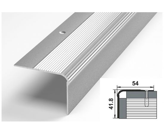 Порог угловой антискользящий алюминиевый (68х30,8 мм, 1,8 м, анодированный, Серебро) ЛУКА УТ000023917 – изображение 2