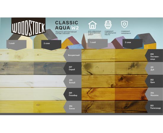 Защитно-декоративный состав Woodstock W-2 лак ВД-АК Classic ДУБ 201 0,9 кг ТД000004085 – изображение 2