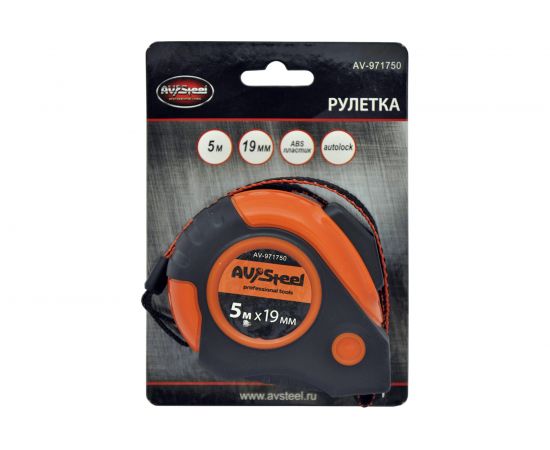 Рулетка обрезиненный корпус 5мх19мм с автостопом AV Steel AV-971750 – изображение 2