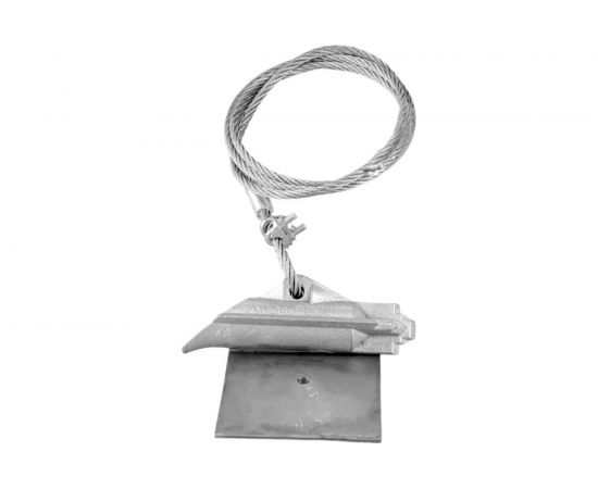 Комплект ДТРД анкер грунтовый ДБ88-сталь, трос D-6 мм, L-1.5 м, металлическая пластина 100x100 мм БП-00003229 – изображение 3