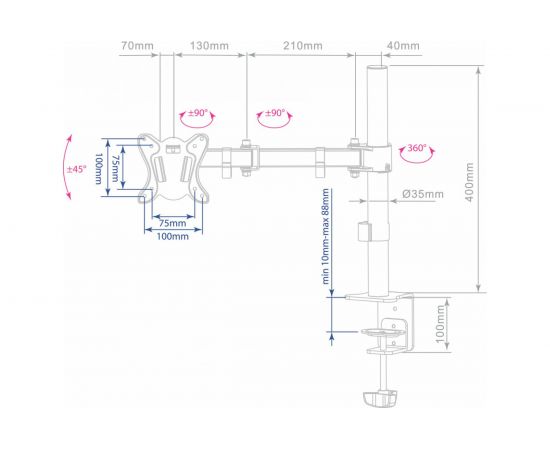 Кронштейн для мониторов Arm media LCD T12 black 10153 – изображение 7