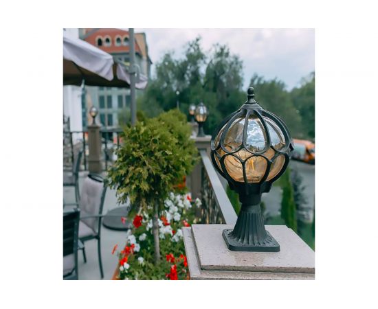 Садово-парковый светильник, круглый на постамент 60W 230V E27, черное золото Feron PL3704 11364 – изображение 8