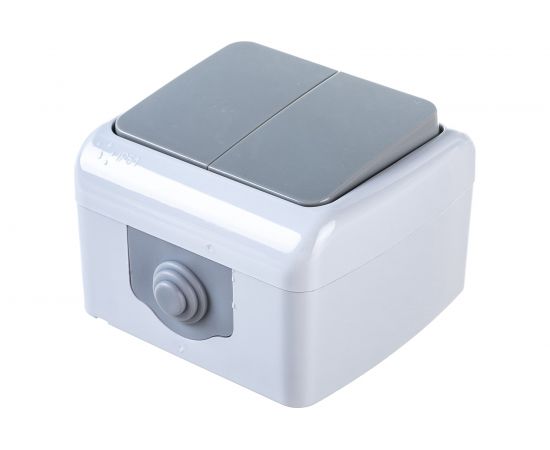 Выключатель EKF Мурманск 2-клавишный 10А IP54 серый 1250147 