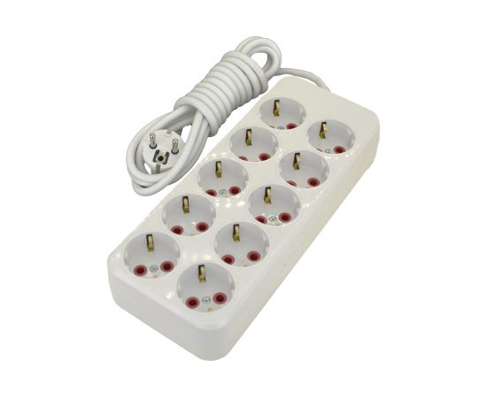 Удлинитель AY-KA 10-местная, 2м. 16А 250В с заземлением, шторки, белый 7701002 