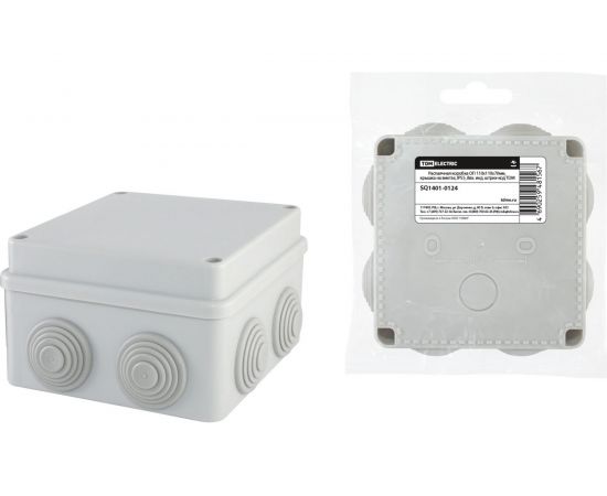 Распаячная коробка TDM ОП 110х110х70мм, крышка на винтах, IP55, 8вх. инд. штрих-код SQ1401-0124 