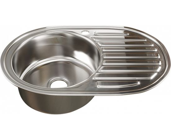 Мойка mixline овальная, 50х77х18 см, 0.8, левый выпуск 3 1/2, с сифоном 533709 