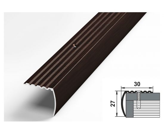 Порог угловой алюминиевый декоративный (30х27 мм, 1,8 м, Дуб венге) ЛУКА УТ000006521 – изображение 2