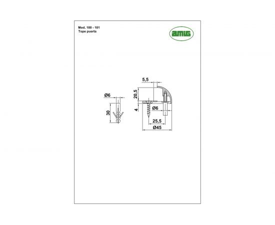 Дверной стопор с белой резинкой Amig антик 101-45 A – изображение 2