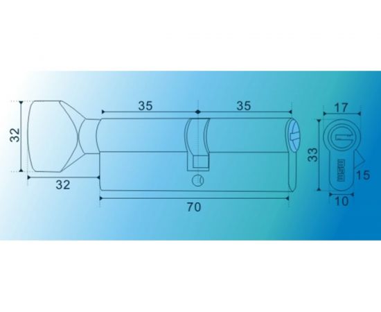 Цилиндровый механизм MSM перф. ключ-вертушка, CW 70 мм PB 7621 – изображение 2