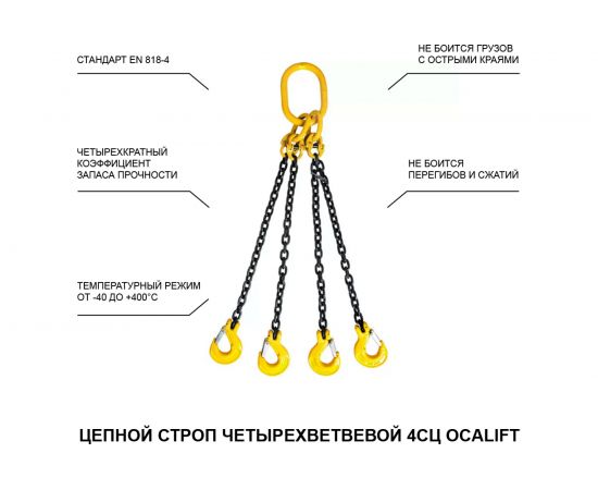 Строп OCALIFT 4СЦ 4,25т 1м цепной четырехветвевой т8 11644251 – изображение 2