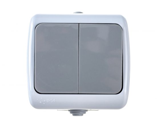 Выключатель EKF Мурманск 2-клавишный 10А IP54 серый 1250147 – изображение 2