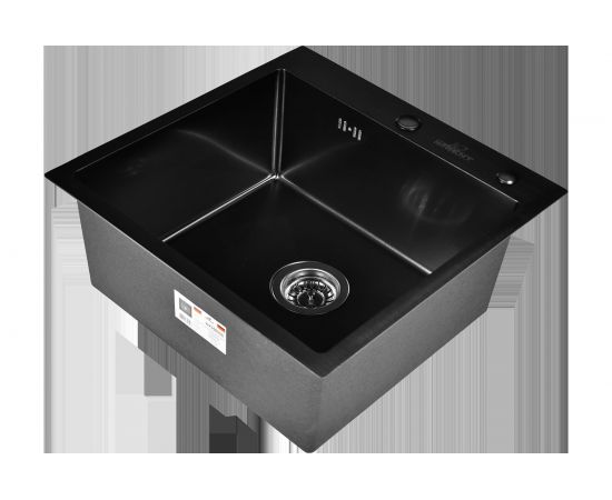 Мойка из нержавеющей стали WISENT с PVD-покрытием, с коландером WXS35050B/302644B/GER010 – изображение 2