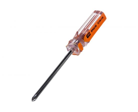 Отвертка TDM крестовая, прозрачная рукоятка, углеродистая сталь, тип PH2x100 мм, серия Гранит SQ1006-2105 – изображение 2