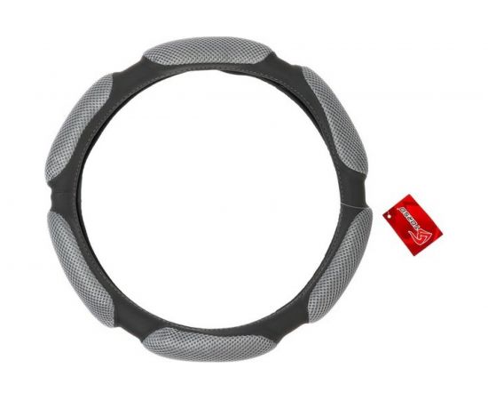 Оплётка на руль TORSO анатомическая, 6 подушек, размер 38 см, серый 2494446 – изображение 2