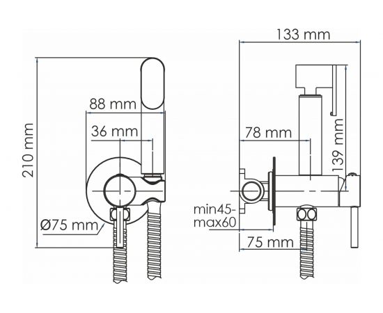 Встраиваемый смеситель для душа с гигиенической лейкой WasserKRAFT A70138 – изображение 3
