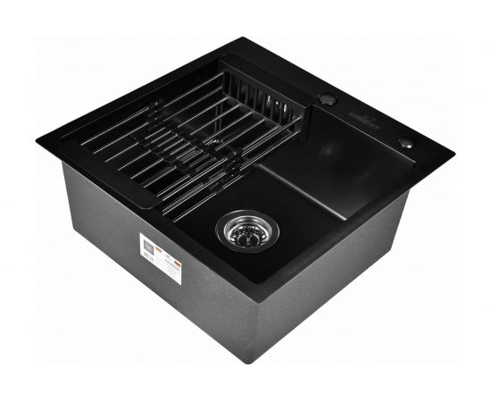 Мойка из нержавеющей стали WISENT с PVD-покрытием, с коландером WXS35050B/302644B/GER010 – изображение 3