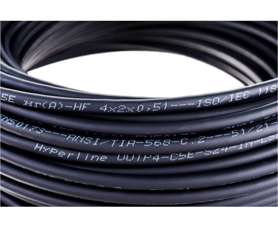 Кабель Hyperline UUTP4-C5E-S24-IN-LSZH-BK-100 (100 м) витая пара, неэкранированный, U/UTP, категория 5e, 4 пары (24 AWG), одножильный (solid), LSZH, нг(А)-HF, -20C – +75C, черный - гарантия: – изображение 3