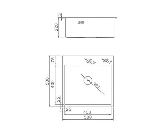 Мойка из нержавеющей стали WISENT с PVD-покрытием, с коландером WXS35050B/302644B/GER010 – изображение 4