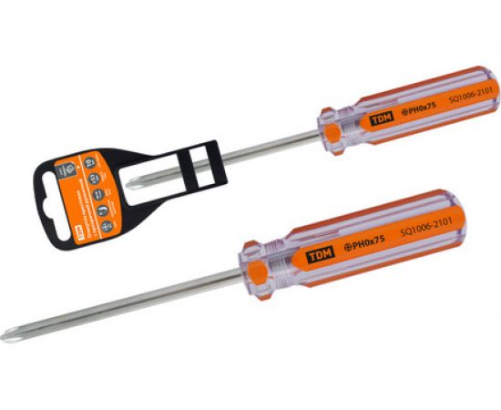 Отвертка TDM крестовая, прозрачная рукоятка, углеродистая сталь, тип PH2x100 мм, серия Гранит SQ1006-2105 – изображение 5