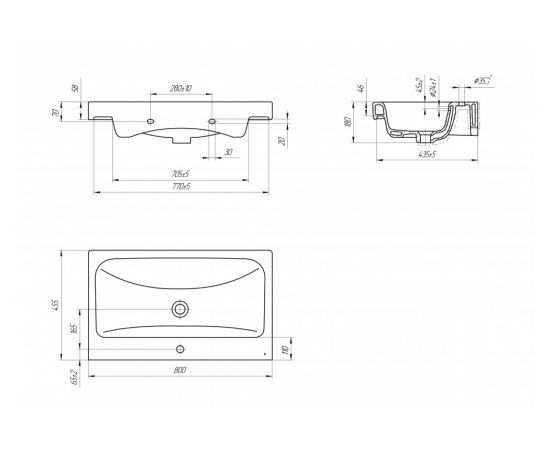 Мебельная раковина Cersanit MODUO 80, 1 отверстие S-UM-MOD80/1 – изображение 5