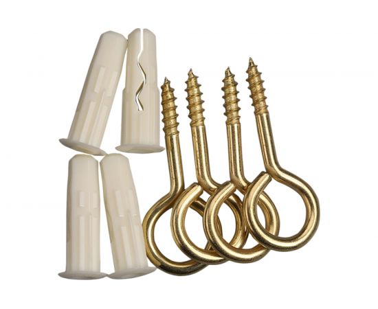 Петля-шуруп ЕВРОПАРТНЕР латунир. L25 x d4,1 x O10 в компл. c дюбелем MULTI 6x25 4шт. MP 308 17 