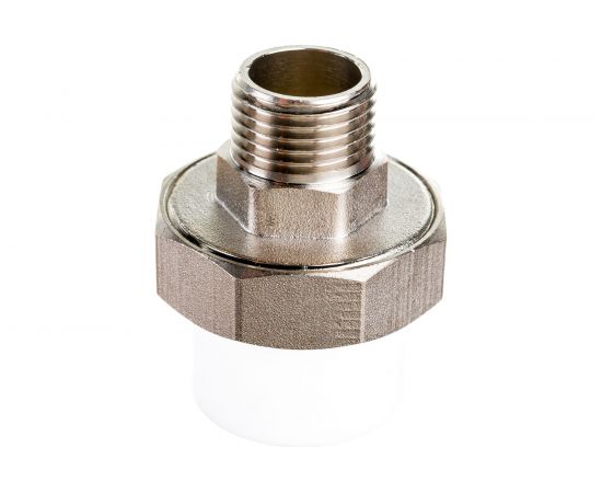 Комбинированная муфта СТМ ПЛАСТ PP-R, разъемная, с наружной резьбой, DN 25х1/2"" CPRM2512 