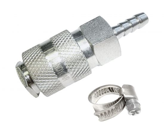 Муфта быстроразъемная с фиксирующим хомутом под шланг (D=8 мм; 10 атм.) Andycar QR-М08 