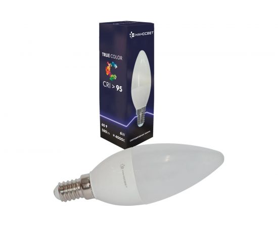 Светодиодная лампа Наносвет LH-CD-60/E14/940, 6Вт, свеча, 580 лм, Е14, 4000К, Ra95, L052 